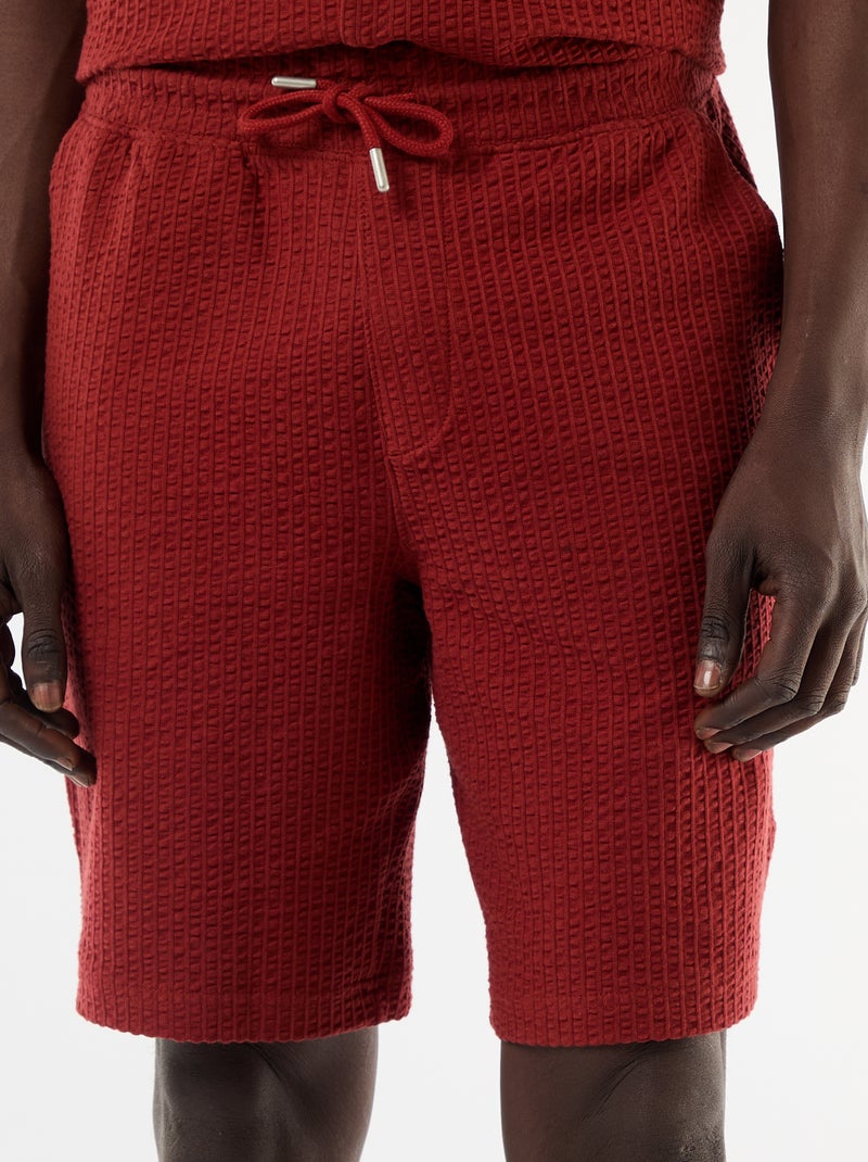 Bermuda maille lourde uni Rouge - Kiabi