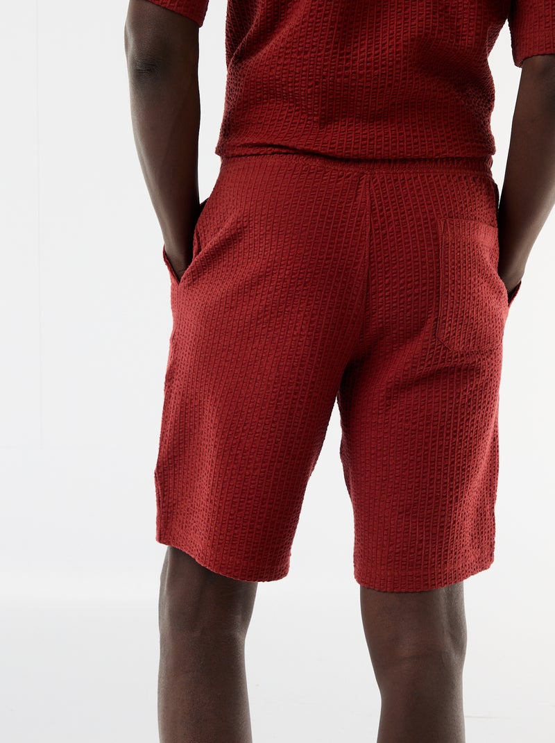 Bermuda maille lourde uni Rouge - Kiabi