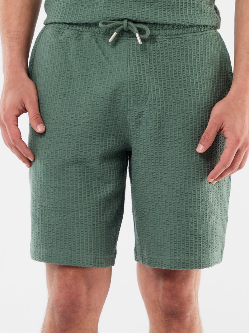 Bermuda maille lourde uni Vert - Kiabi