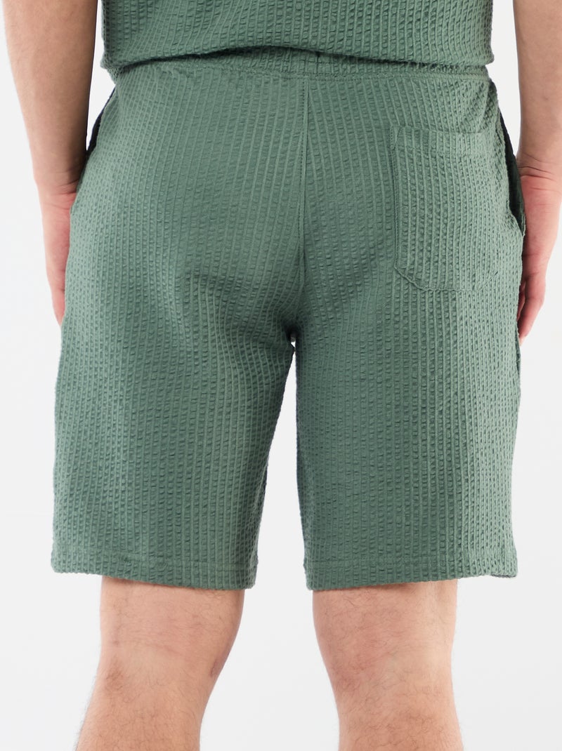 Bermuda maille lourde uni Vert - Kiabi