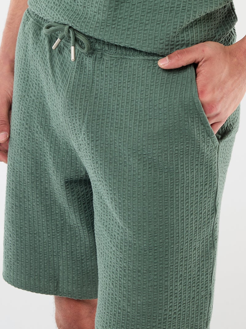 Bermuda maille lourde uni Vert - Kiabi