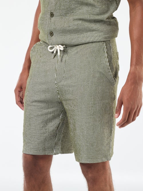 Bermuda matière type crépon à rayures - Kiabi