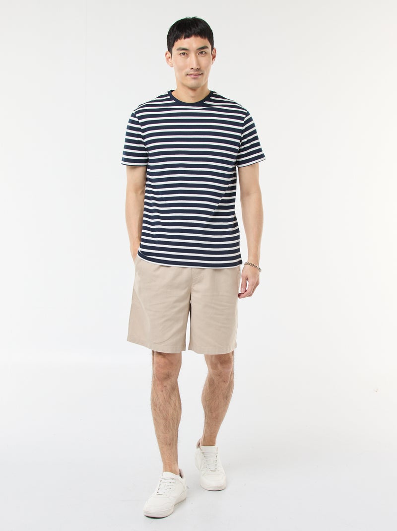 Bermuda uni en coton et lin Beige - Kiabi