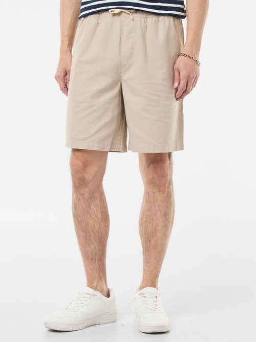 Bermuda uni en coton et lin - Kiabi