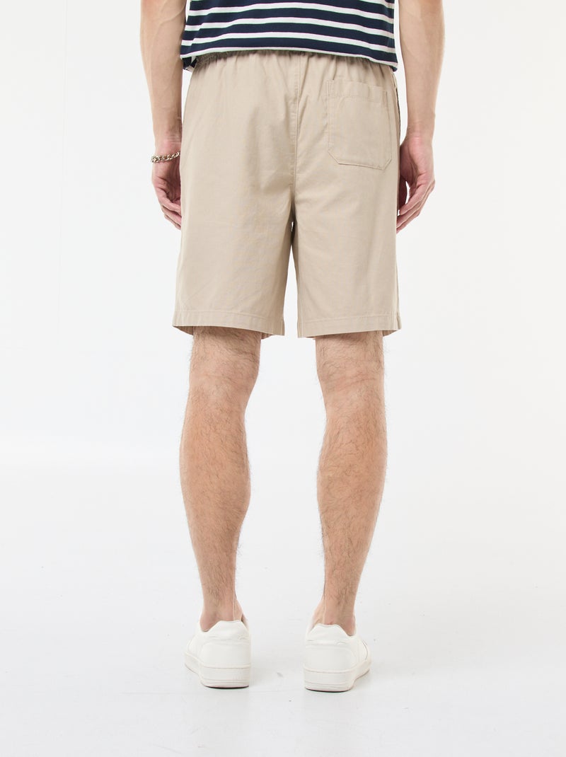 Bermuda uni en coton et lin Beige - Kiabi