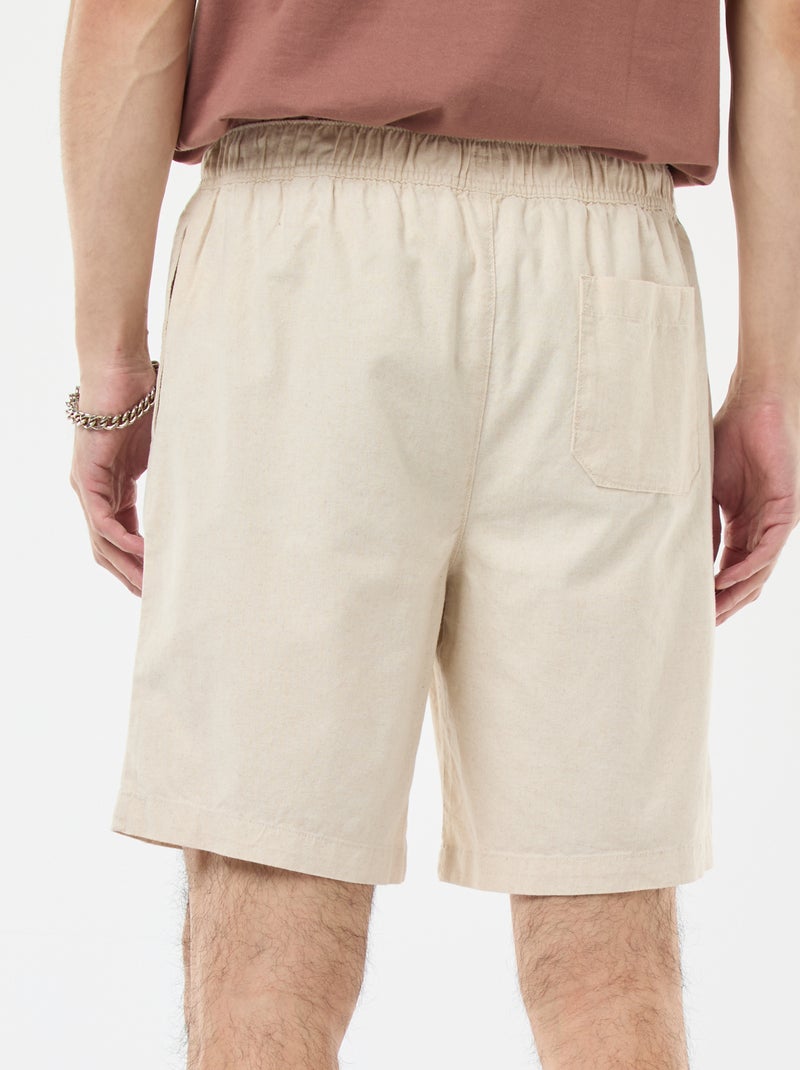 Bermuda uni en coton et lin Blanc - Kiabi