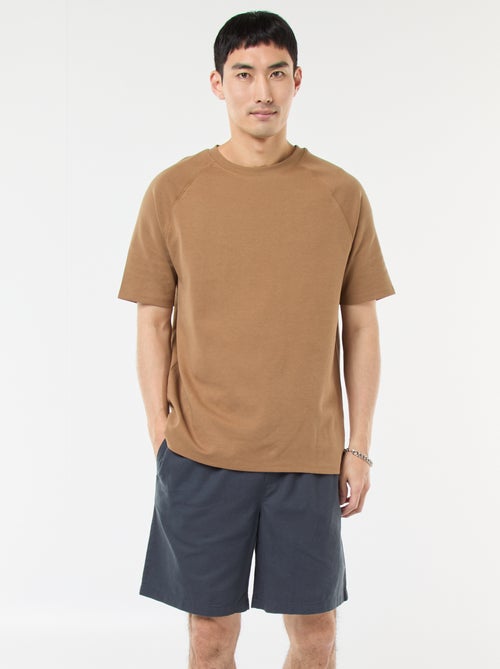 Bermuda uni en coton et lin - Kiabi