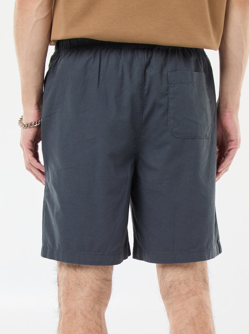 Bermuda uni en coton et lin Bleu - Kiabi