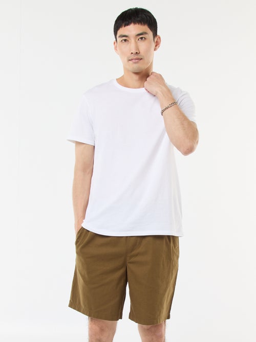 Bermuda uni en coton et lin - Kiabi