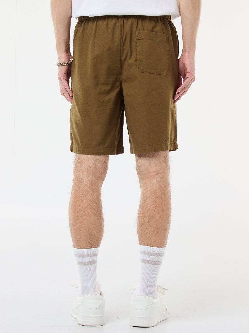 Bermuda uni en coton et lin Vert - Kiabi