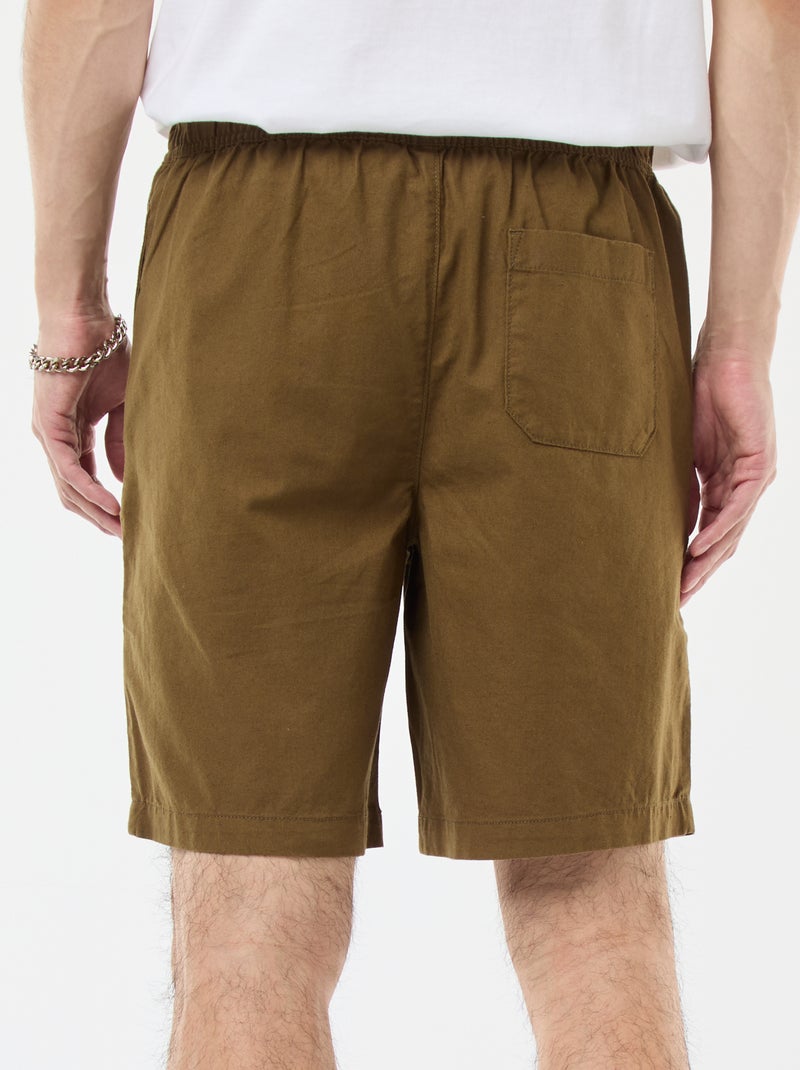 Bermuda uni en coton et lin Vert - Kiabi