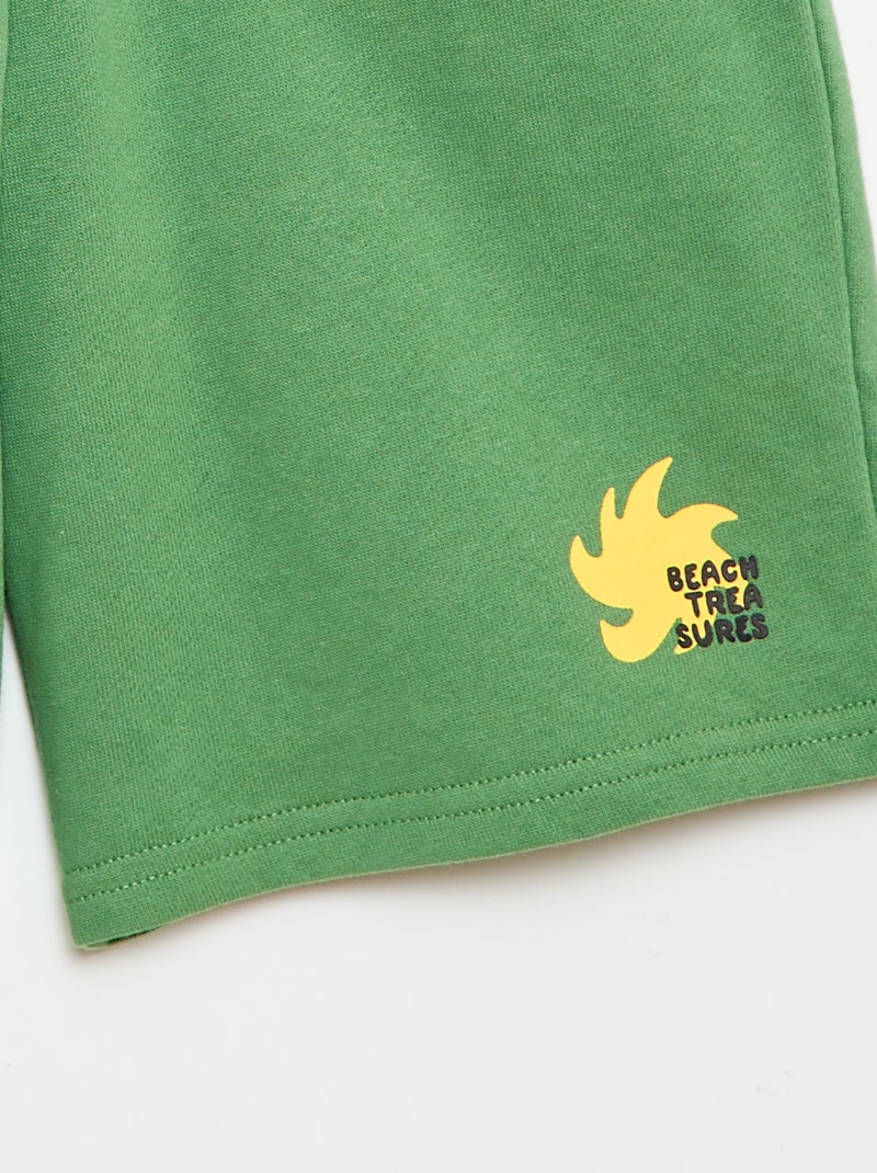 Bermuda uni en coton Vert - Kiabi