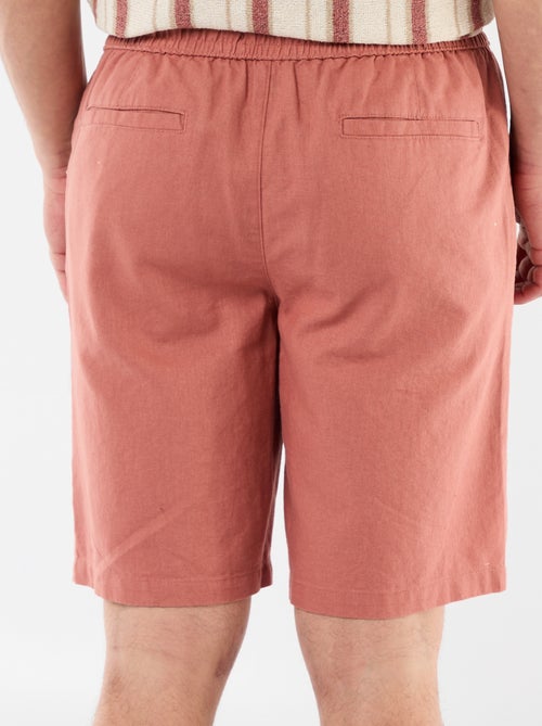 Bermuda uni en lin mélangé - Kiabi