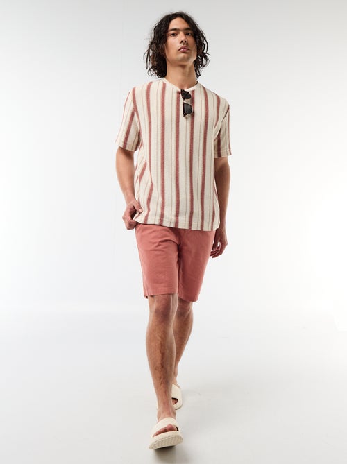 Bermuda uni en lin mélangé - Kiabi