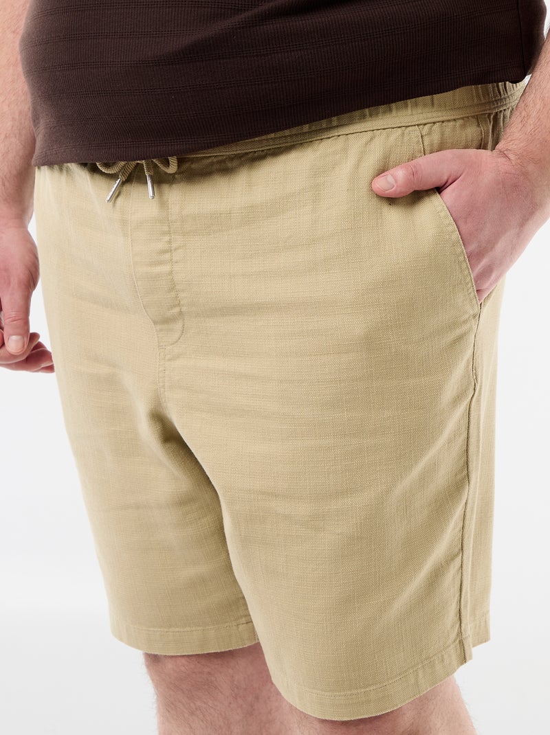 Bermuda uni en matière dobby Beige - Kiabi