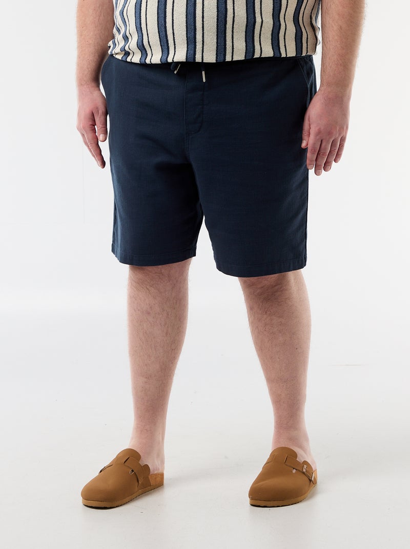 Bermuda uni en matière dobby Bleu - Kiabi