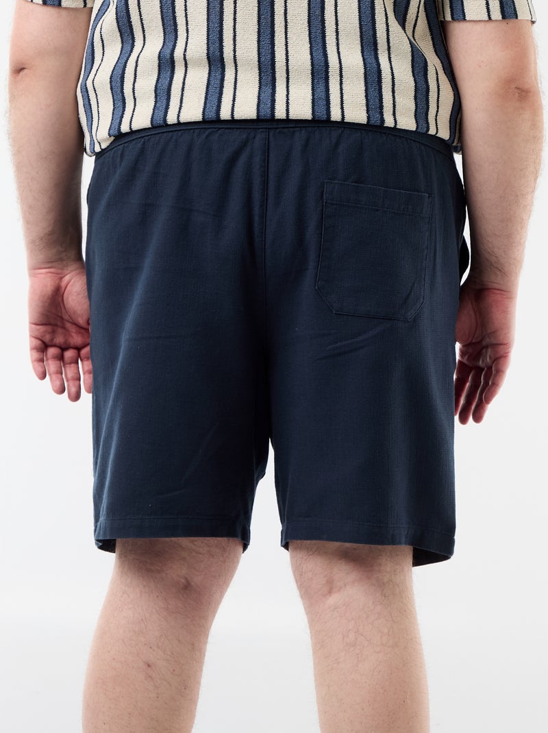 Bermuda uni en matière dobby Bleu - Kiabi