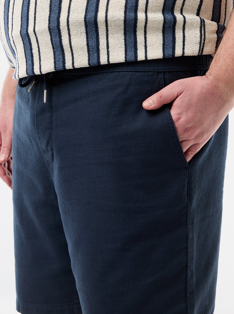 Bermuda uni en matière dobby Bleu - Kiabi