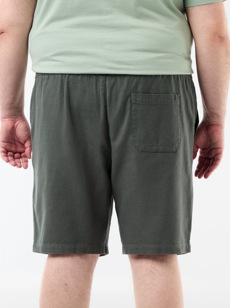 Bermuda uni en matière dobby Vert - Kiabi