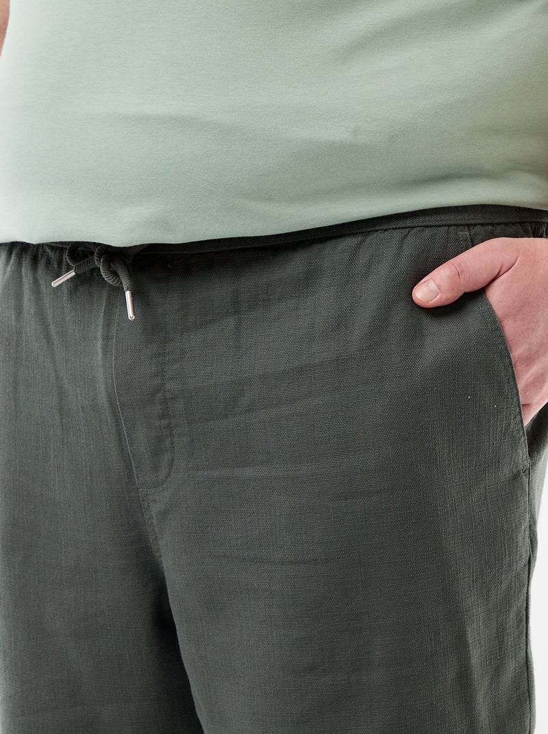 Bermuda uni en matière dobby Vert - Kiabi