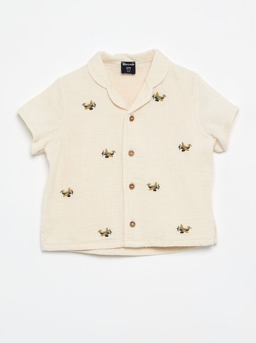 Bestickte Bluse aus Baumwollgaze - Kiabi