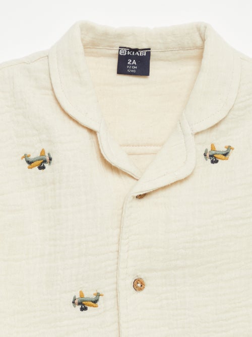 Bestickte Bluse aus Baumwollgaze - Kiabi