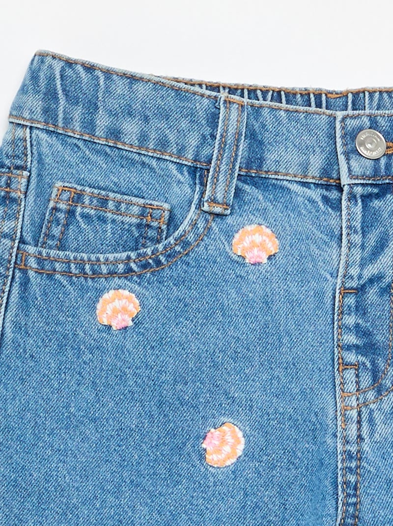Bestickte Denim-Shorts Blau - Kiabi