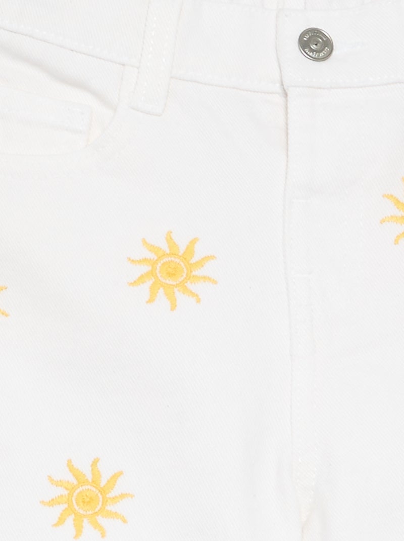 Bestickte Jeans-Shorts Weiß - Kiabi