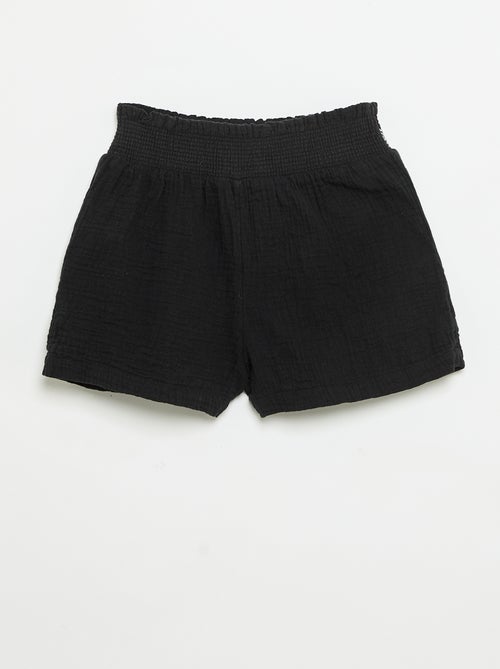 Bestickte Shorts aus Baumwollgaze - Kiabi