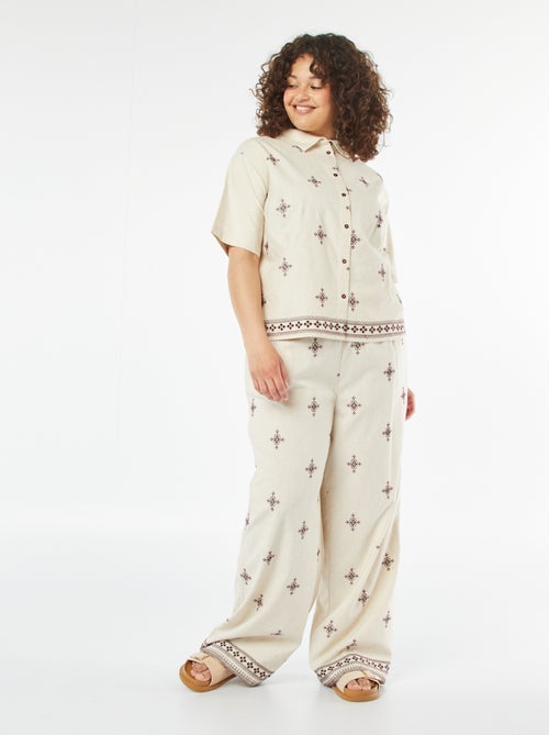 Bestickte weite 3/4-Hose - Kiabi