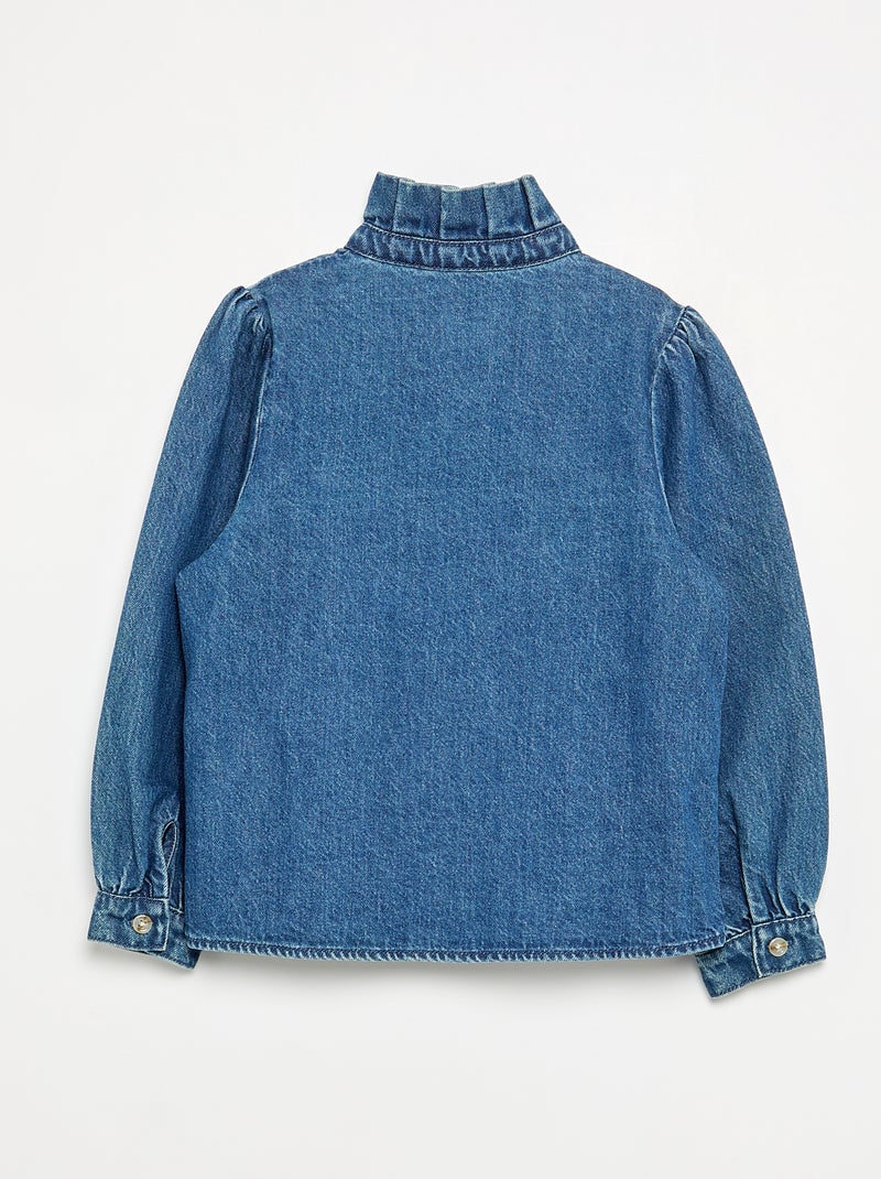 Bestickter Pointelle-Strickpullover Blau - Kiabi
