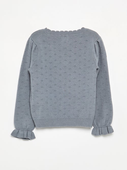 Bestickter Pointelle-Strickpullover - Kiabi