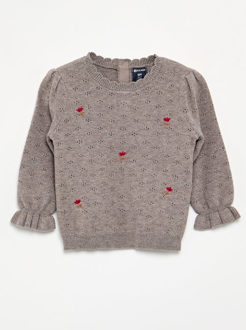 Bestickter Pointelle-Strickpullover - Kiabi