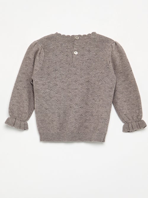 Bestickter Pointelle-Strickpullover - Kiabi