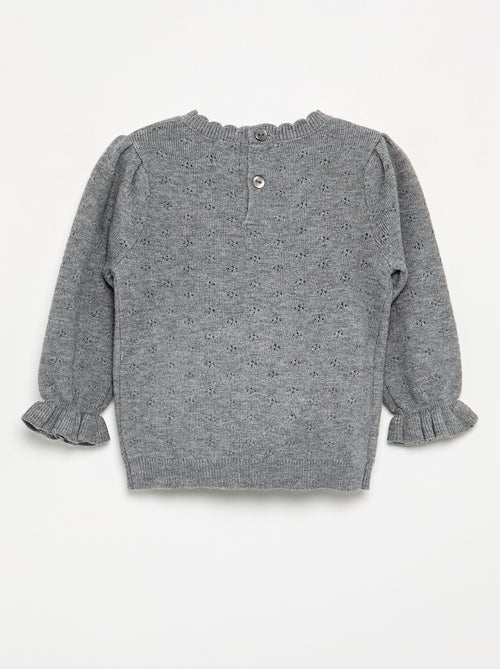 Bestickter Pointelle-Strickpullover - Kiabi