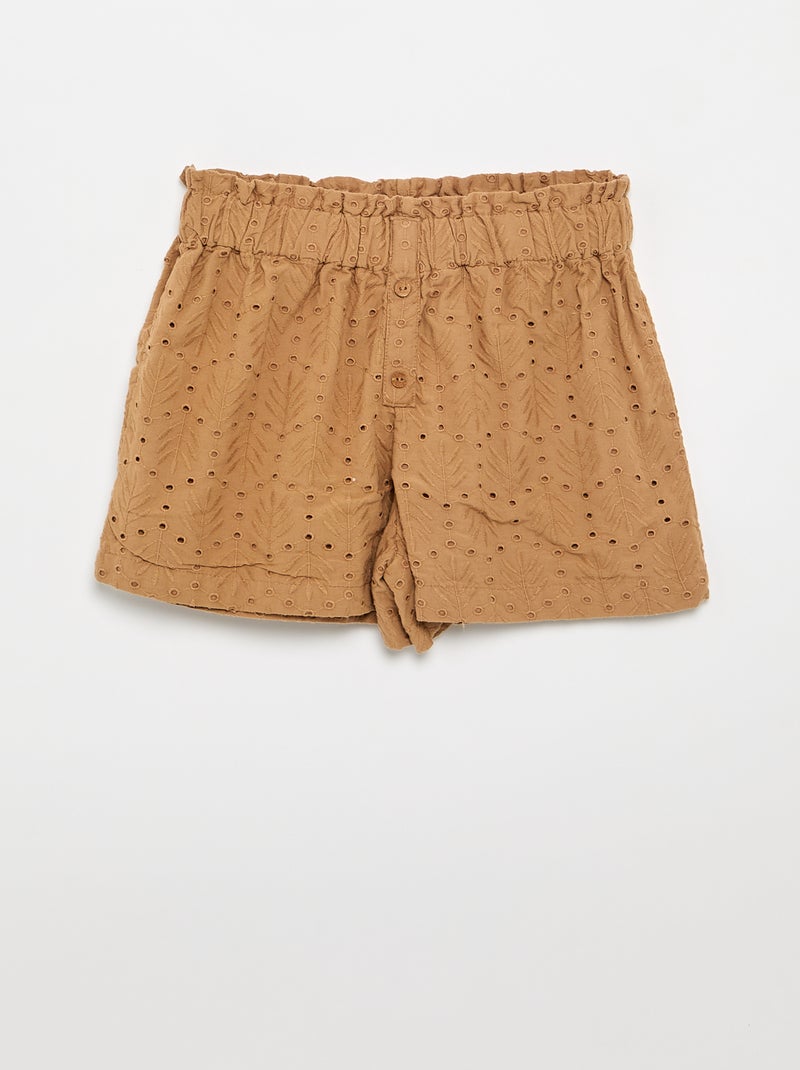 Besticktes 2-teiliges Set – Shorts + Bluse Hellbraun - Kiabi