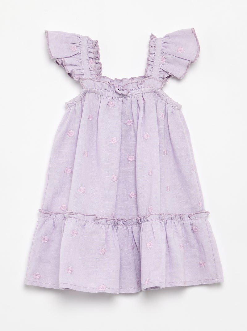 Besticktes ärmelloses Baumwollkleid Lila - Kiabi