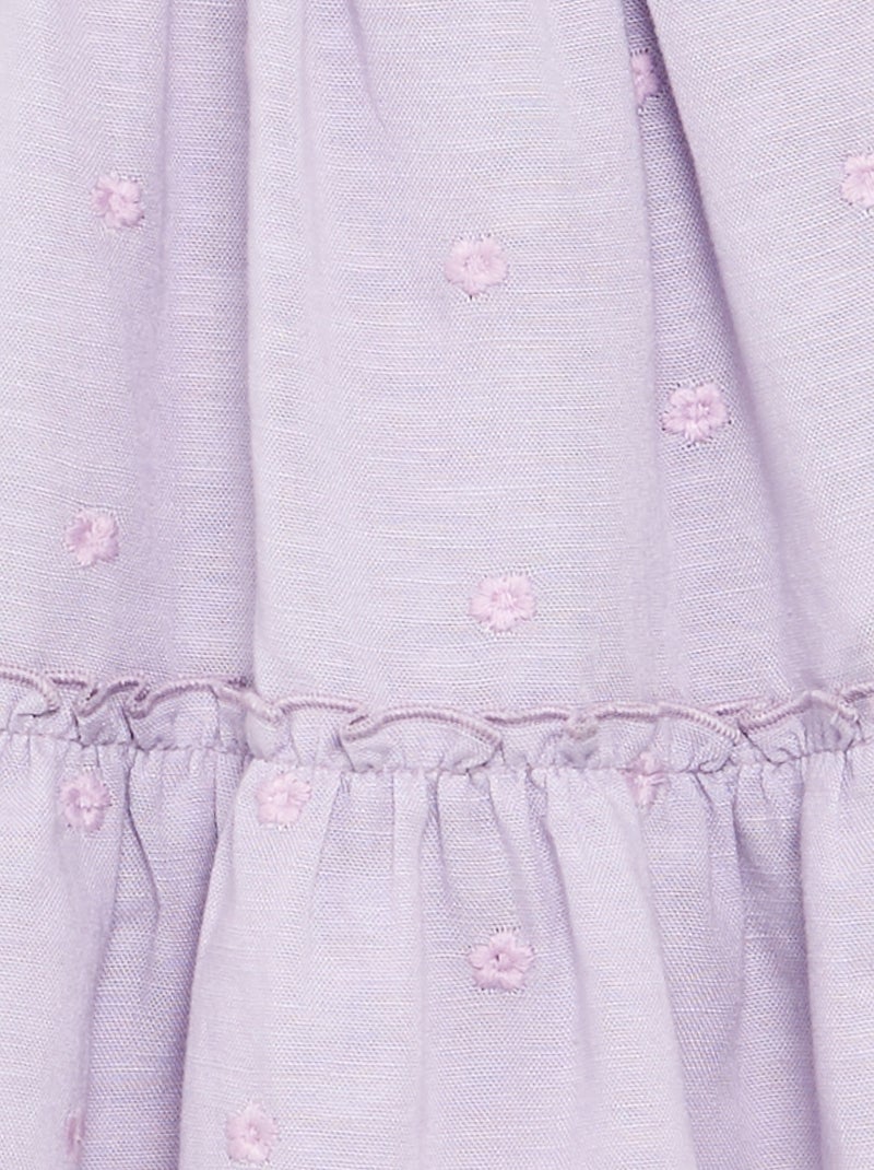 Besticktes ärmelloses Baumwollkleid Lila - Kiabi