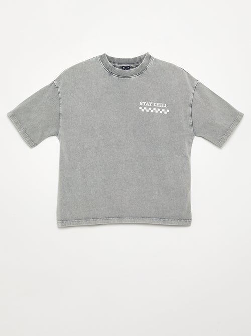 Besticktes und bedrucktes Kurzarm-T-Shirt - Kiabi