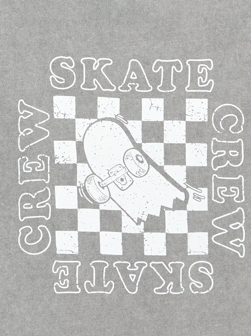 Besticktes und bedrucktes Kurzarm-T-Shirt Gris - Kiabi