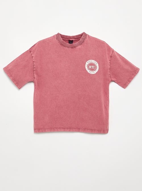 Besticktes und bedrucktes Kurzarm-T-Shirt - Kiabi