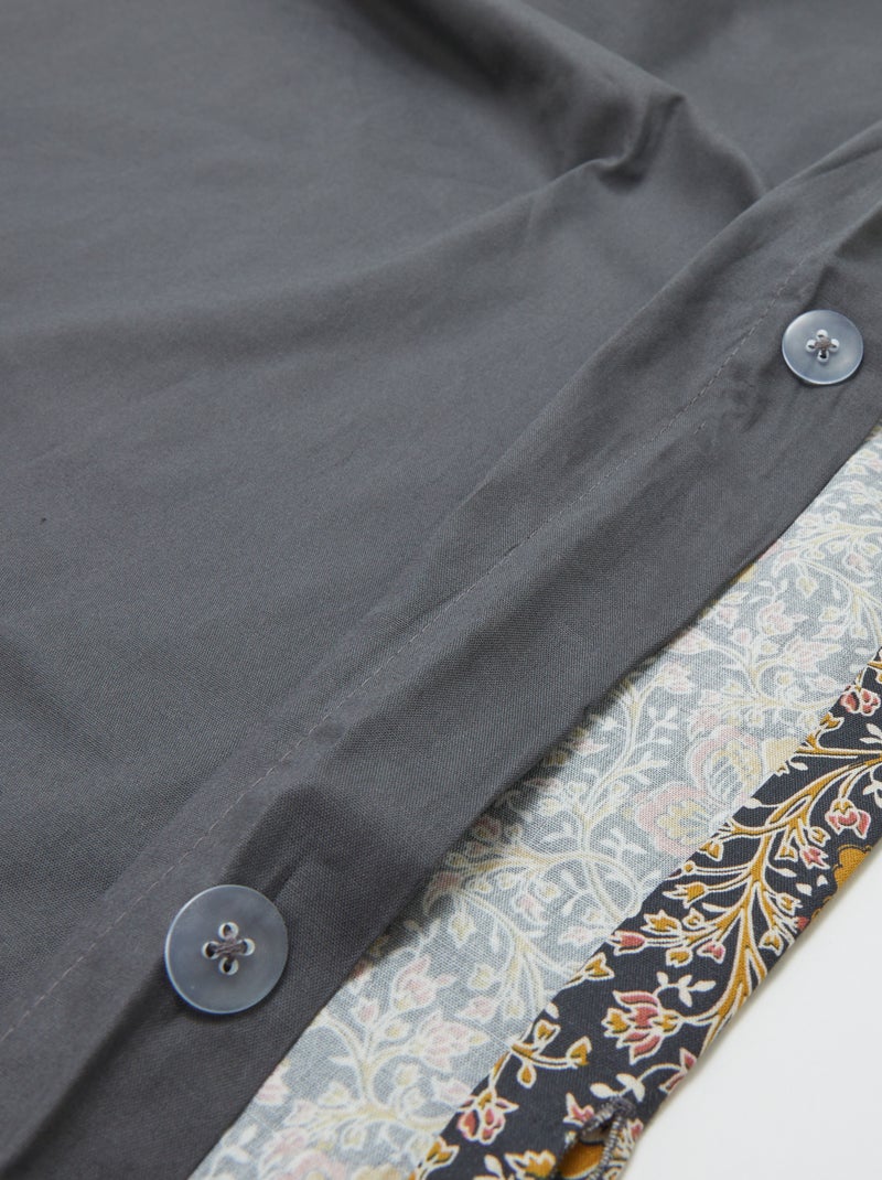 Bettwäsche-Set für 1 Person 140 x 200cm aus 57-Fäden-Baumwolle - Kiabi Home Floral Grey - Kiabi