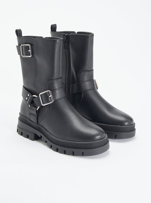 Biker-Boots mit Zierriemen - Kiabi Biker-Boots mit Zierriemen - Kiabi
