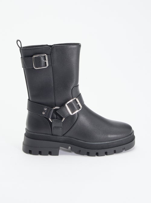 Biker boots with decorative straps - Kiabi Biker boots with decorative straps - Kiabi