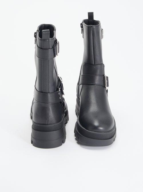 Biker boots with decorative straps - Kiabi Biker boots with decorative straps - Kiabi