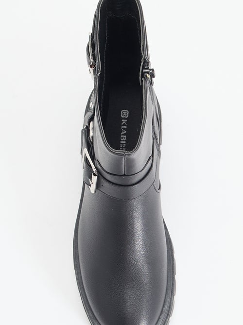 Biker boots with decorative straps - Kiabi Biker boots with decorative straps - Kiabi
