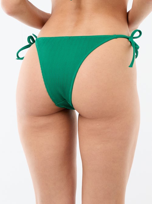 Bikini-Tanga mit strukturierter Optik und Bindebändern - Kiabi