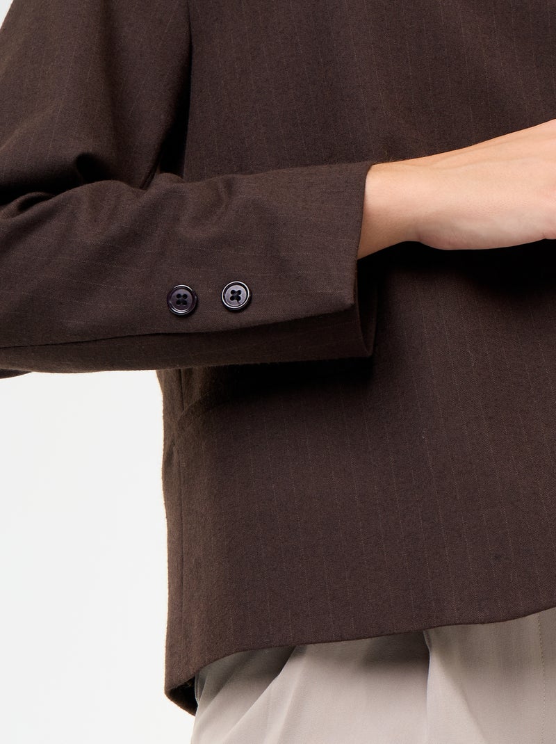 Blazer a collo alto con effetto incrociato Marrone - Kiabi