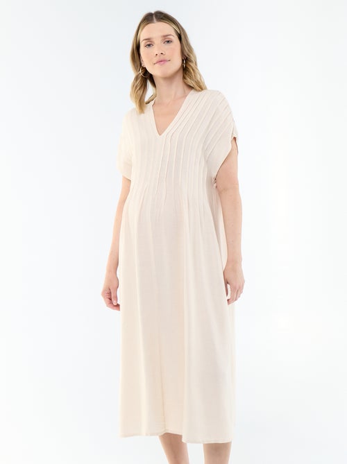 Blended Linen Maternity Dress - Kiabi Blended Linen Maternity Dress - Kiabi
