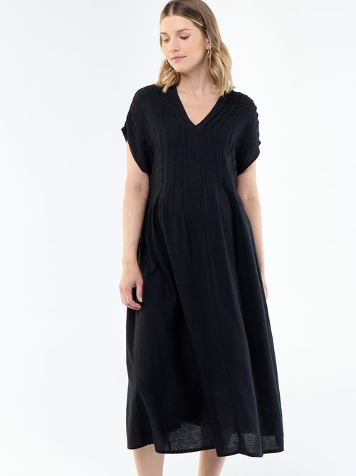 Blended Linen Maternity Dress - Kiabi Blended Linen Maternity Dress - Kiabi